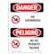 Signmission Safety Sign, OSHA Danger, 14" Height, No Swimming Bilingual Spanish OS-DS-D-1014-VS-1709 - alternate 1